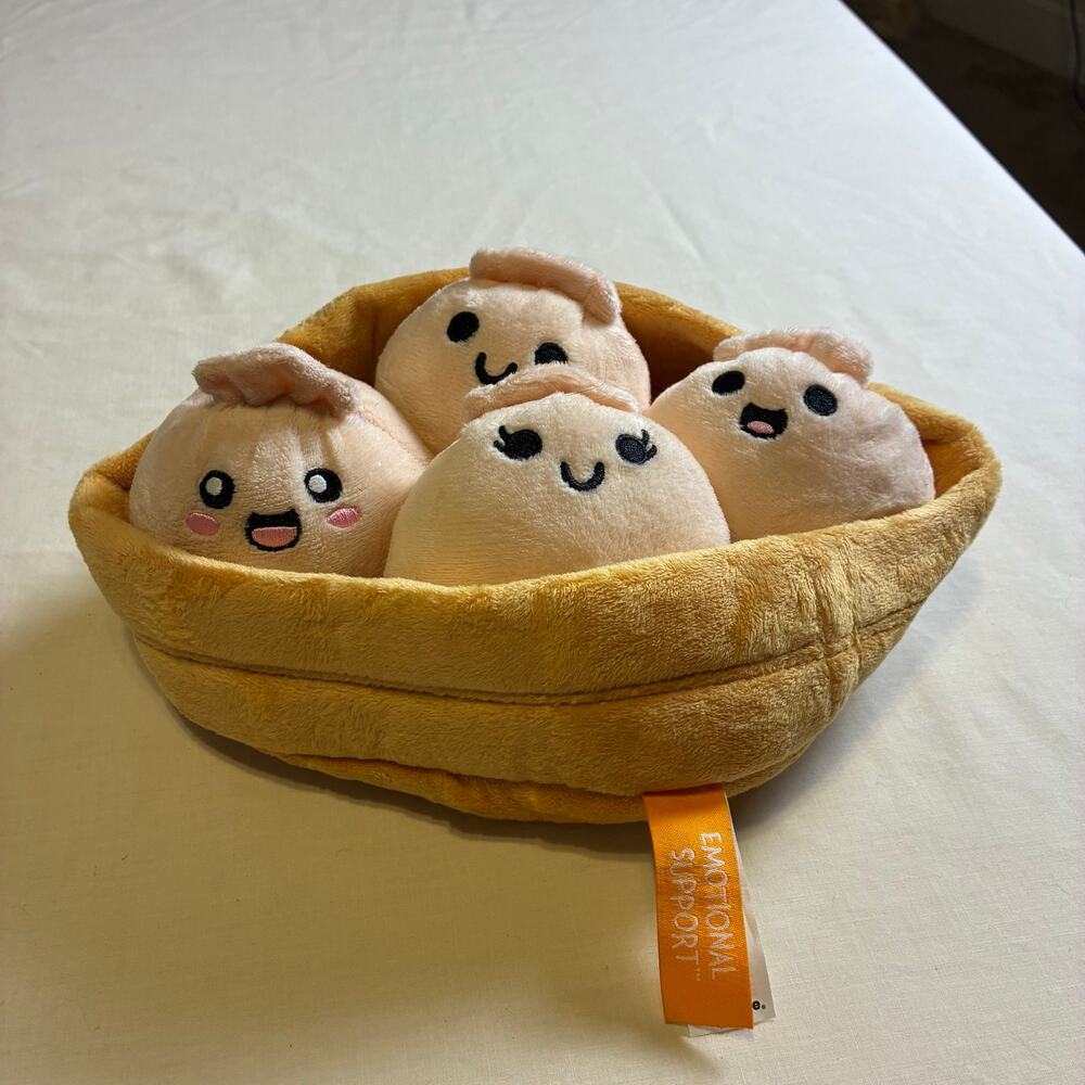 Emotional Support Dumplings Plush Kawaii Food Plush Bowl Stuffed Toy Cute Gift